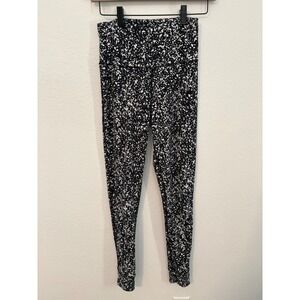 Reebok Speedwick Womens Black White Splatter Print‎ Athletic Leggings XS